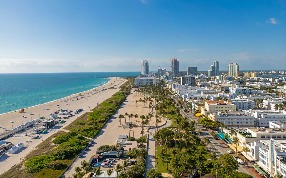 Miami Beach oceanfront with turquoise water